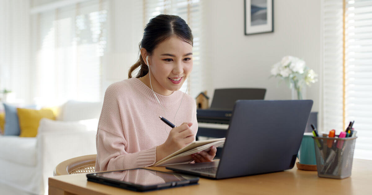 student studying at home
