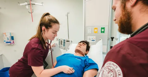 SJC nursing students in the sim lab